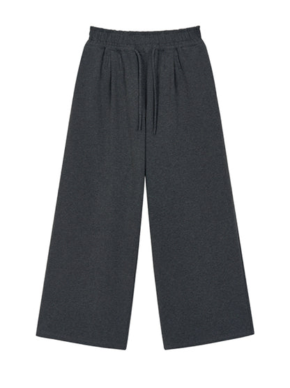 Soft Cotton Pleated Wide-Leg Pants