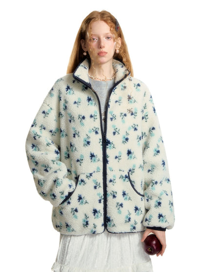 Fleece Floral Oversized Jacket