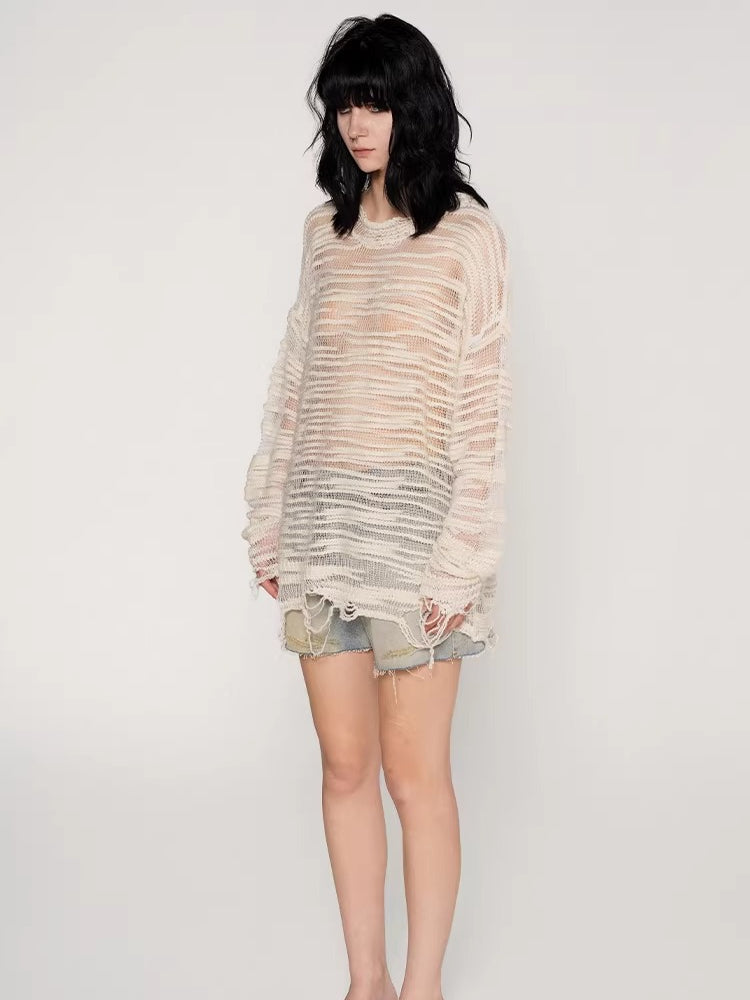 Textured Slub Wool Knit Sweater