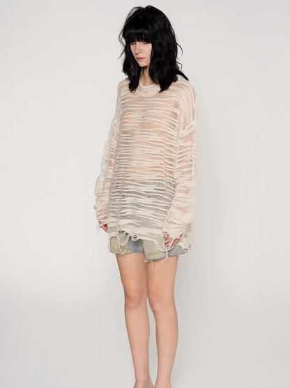 Textured Slub Wool Knit Sweater