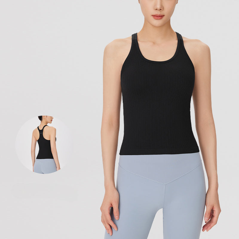 Sleeveless Padded Fitness Tank Top