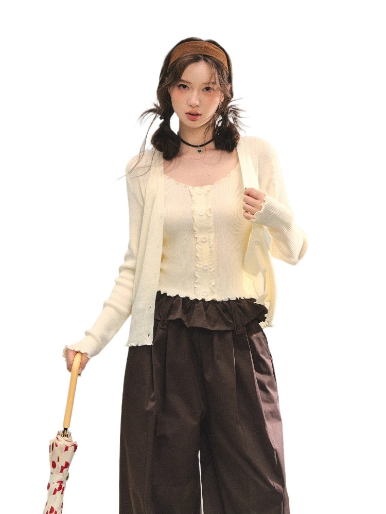 Ruffle Versatile Knitted Cardigans
