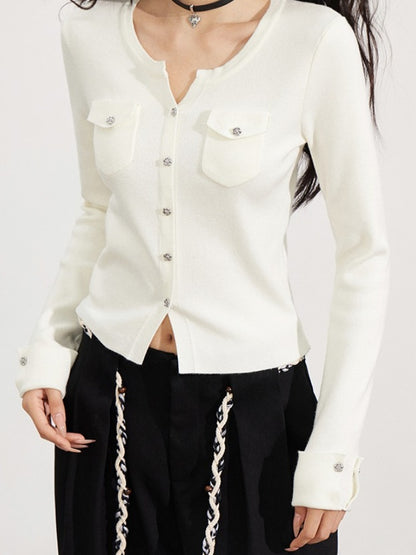 Merino Wool-Blend Ribbed Knit Cardigan
