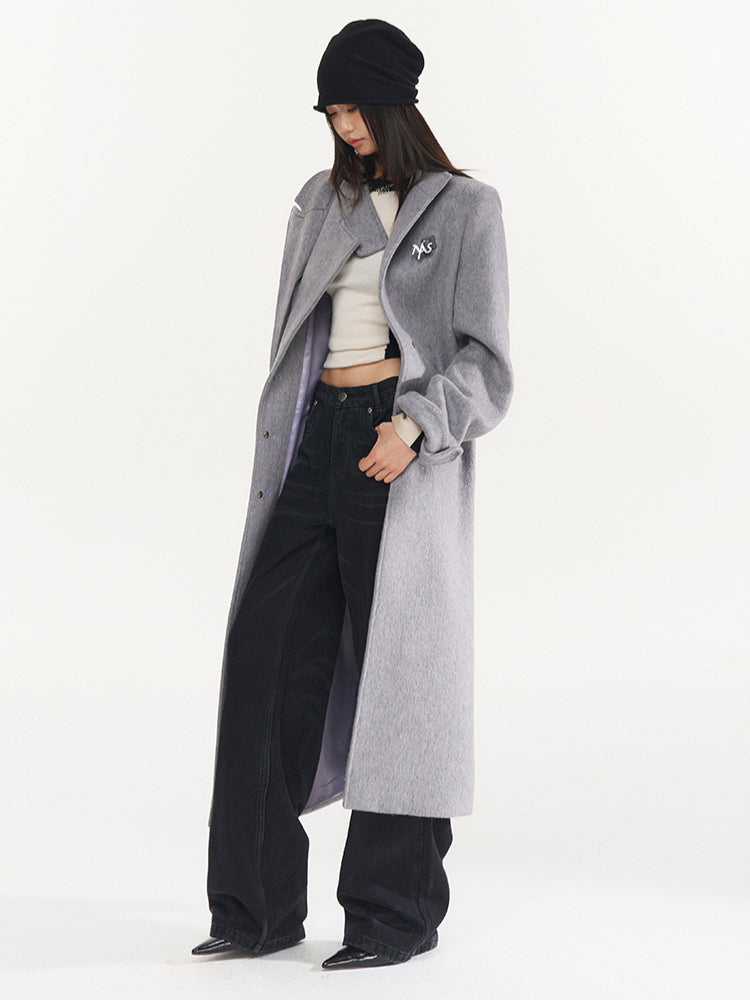 Grey Wool Blend Overcoat