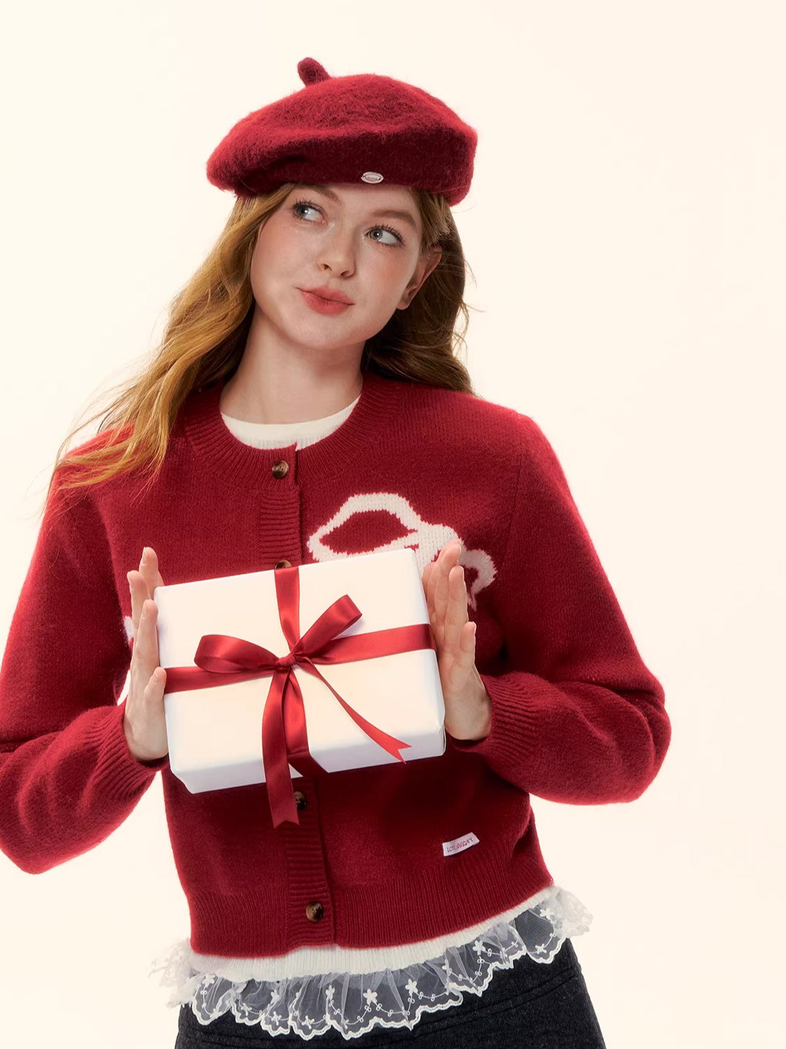 Crewneck Button-Front Cropped Knit Cardigan