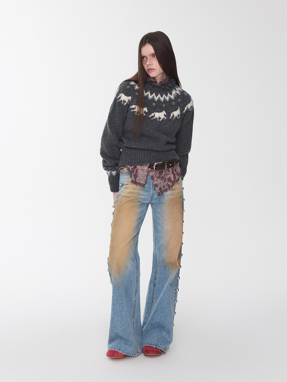Fair Isle Pony Jacquard Chunky Knit Sweater