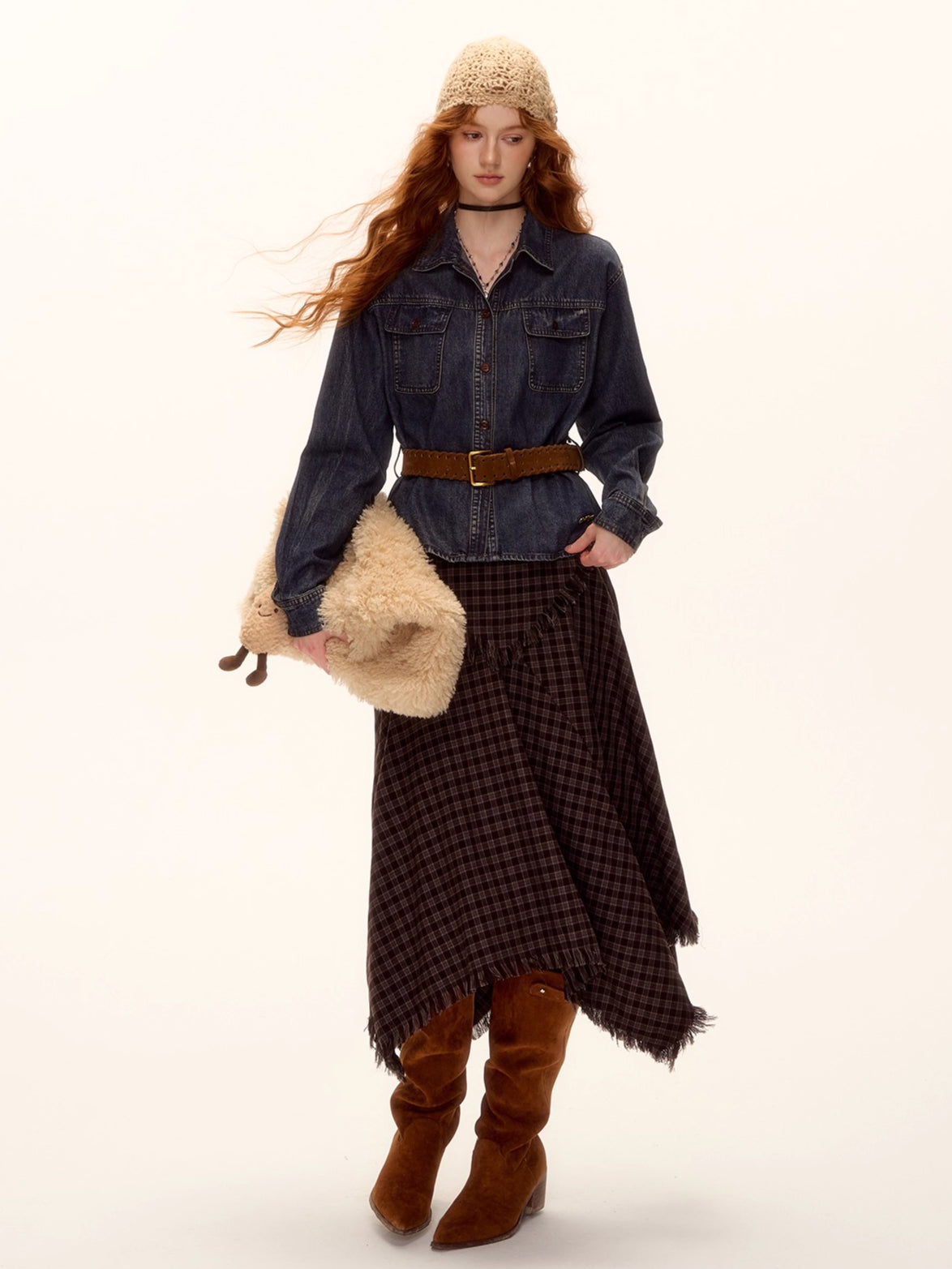 Vintage Washed Denim Belted Shirt