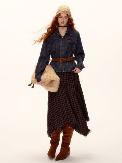 Vintage Washed Denim Belted Shirt