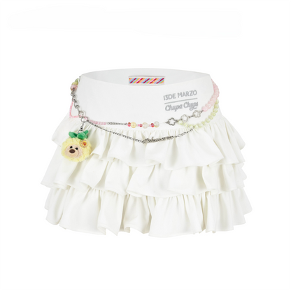 13DE MARZO Layered Tulle Ruffle Mini Skirt