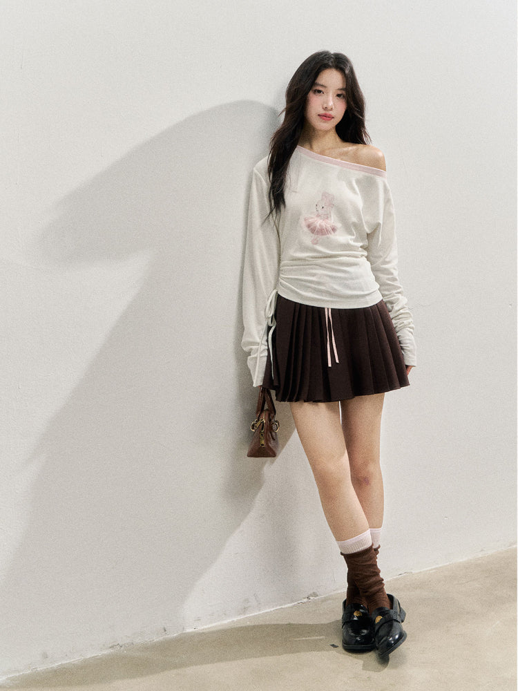 Brown &amp; Navy College Pleated Skirt - CHINASQUAD
