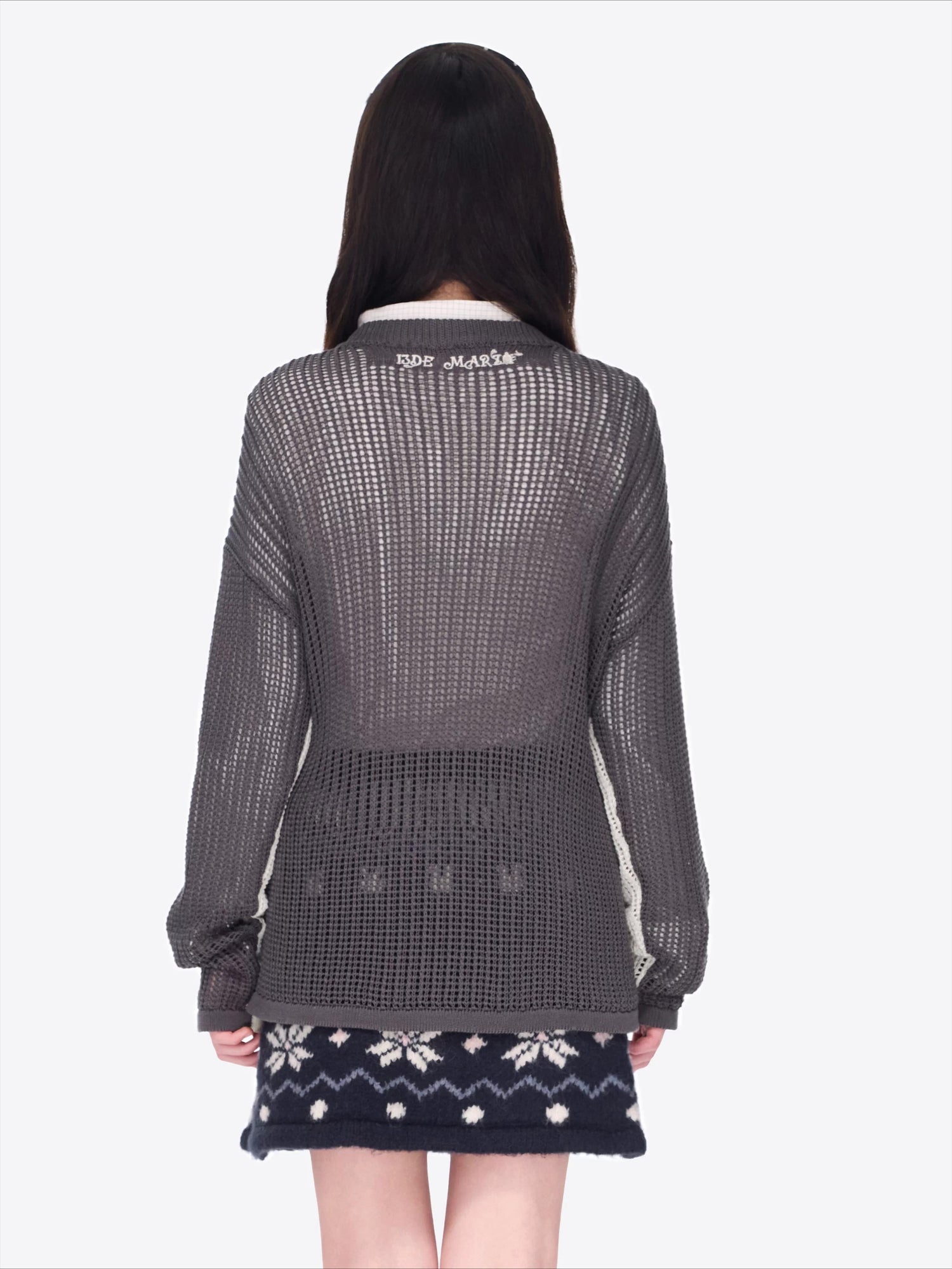 Cutout Contrast Knit Sweater