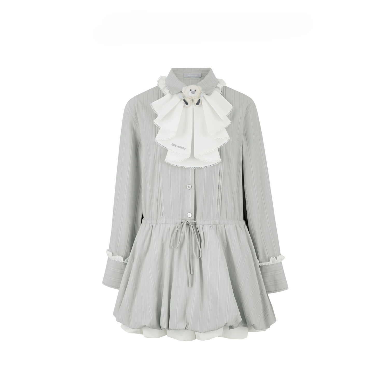 Smocked Bouquet Sleeve Waist-Cinching Mini Dress