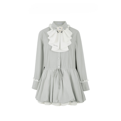 Smocked Bouquet Sleeve Waist-Cinching Mini Dress