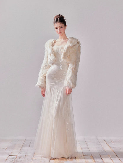 Snowmist Faux Fox Fur Toggle Cropped Jacket