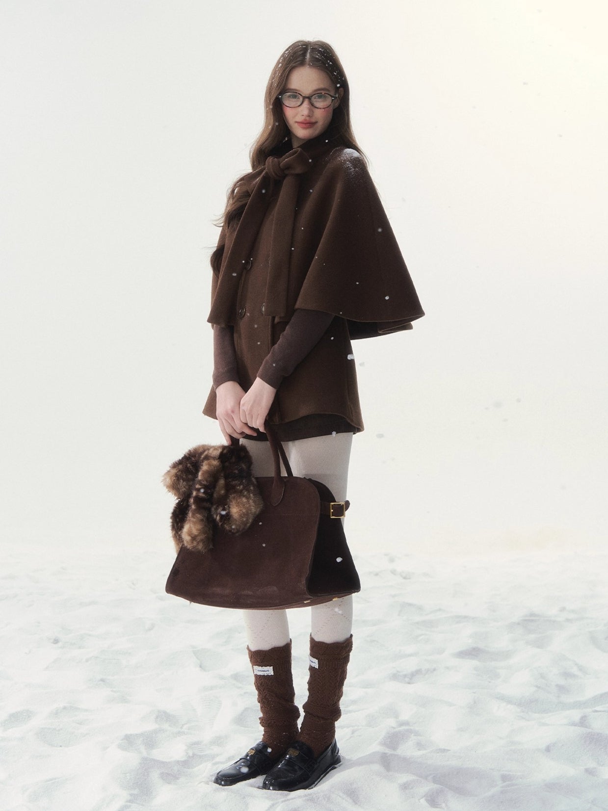 Double-Breasted Bow-Tie Cape Jacket