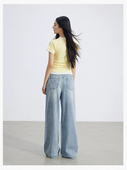 Asymmetric Layered Slim-Fit Short Sleeve T-Shirt