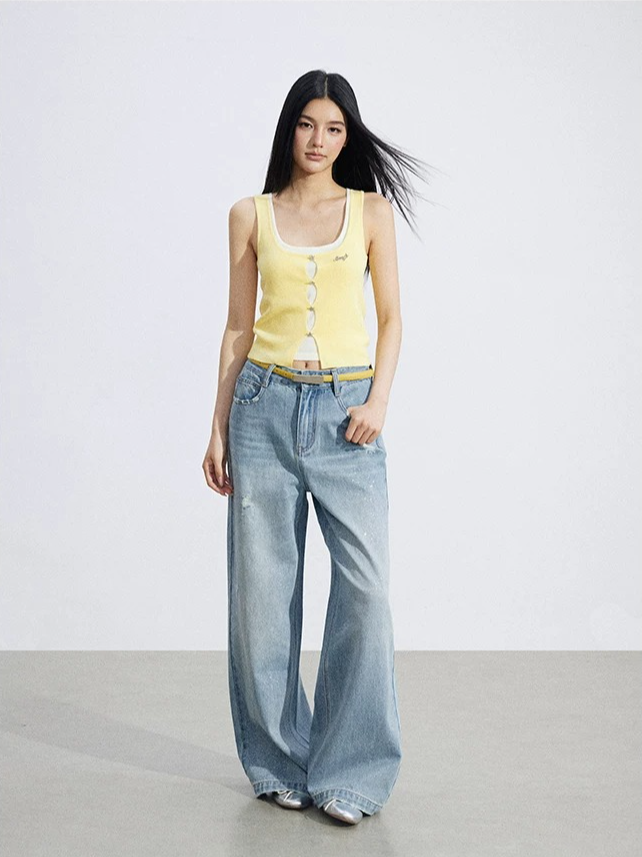 Layered Illusion Knit U-Neck Tank Top
