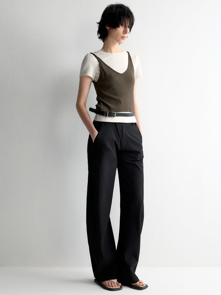 Cross-Design Low-Waisted Casual Pants