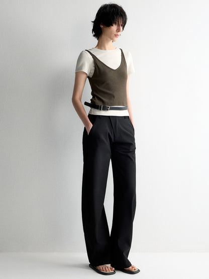 Cross-Design Low-Waisted Casual Pants