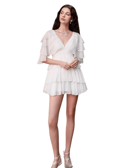 V-Neck Waist-Defined Midi Dress