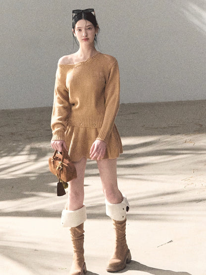 Off-Shoulder Long-Sleeve Mini Dress