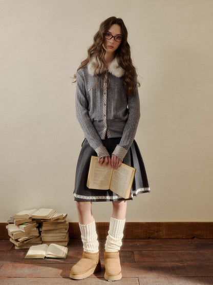 Vintage Check Contrast Knit Sweater