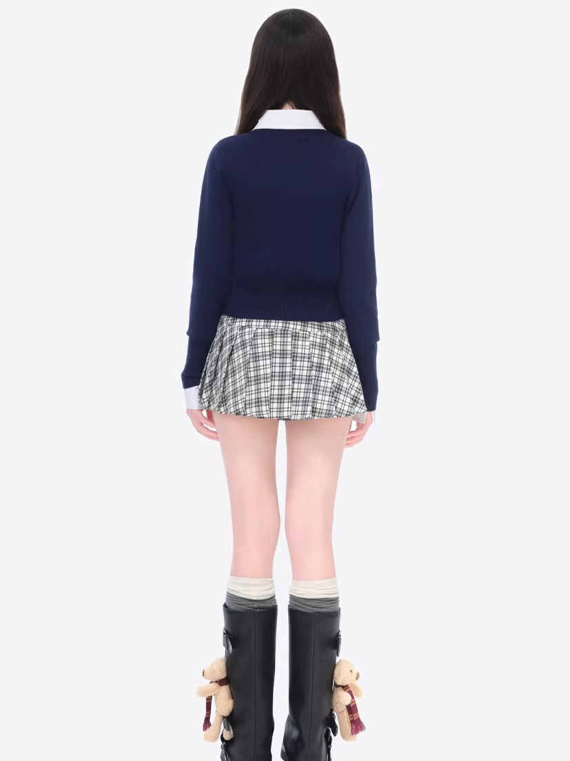 Cropped Knit Cardigan Sweater