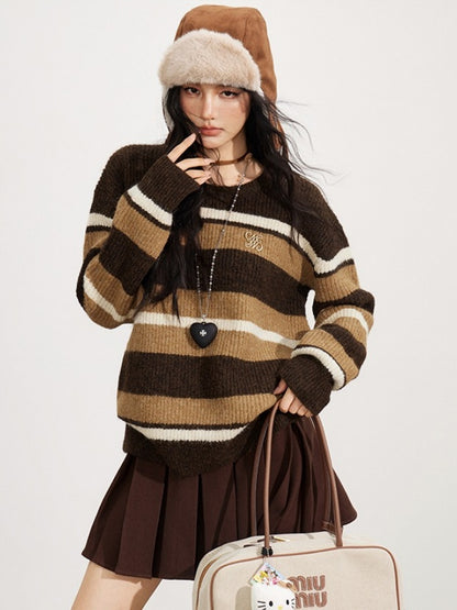 Retro Striped Wool-Blend Crewneck