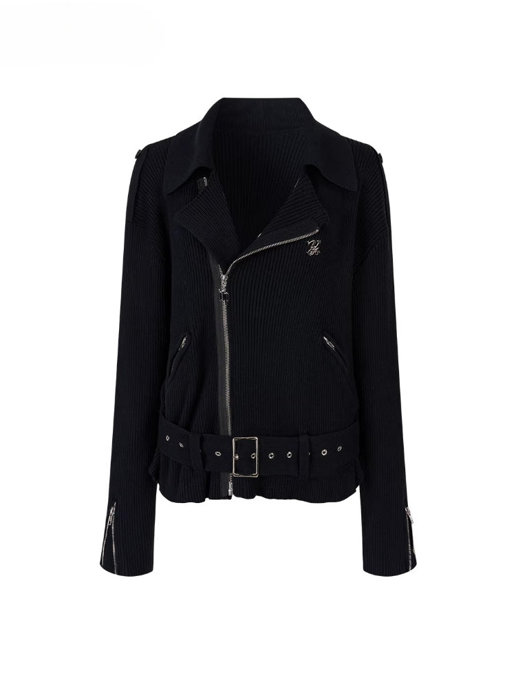Heavy-Duty Metal Zipper Knit Jacket