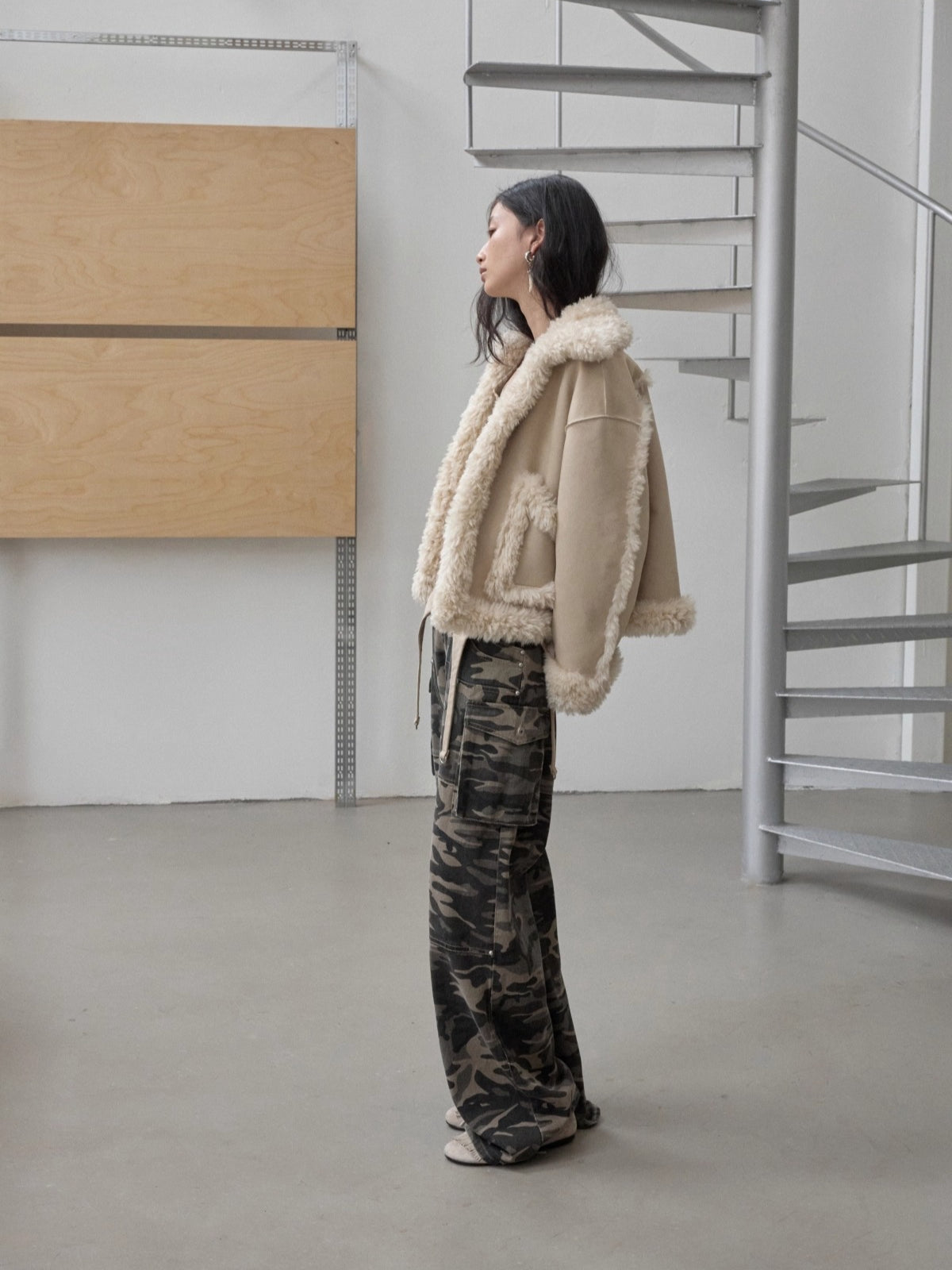 Shearling Reversible Suede Short Jacket