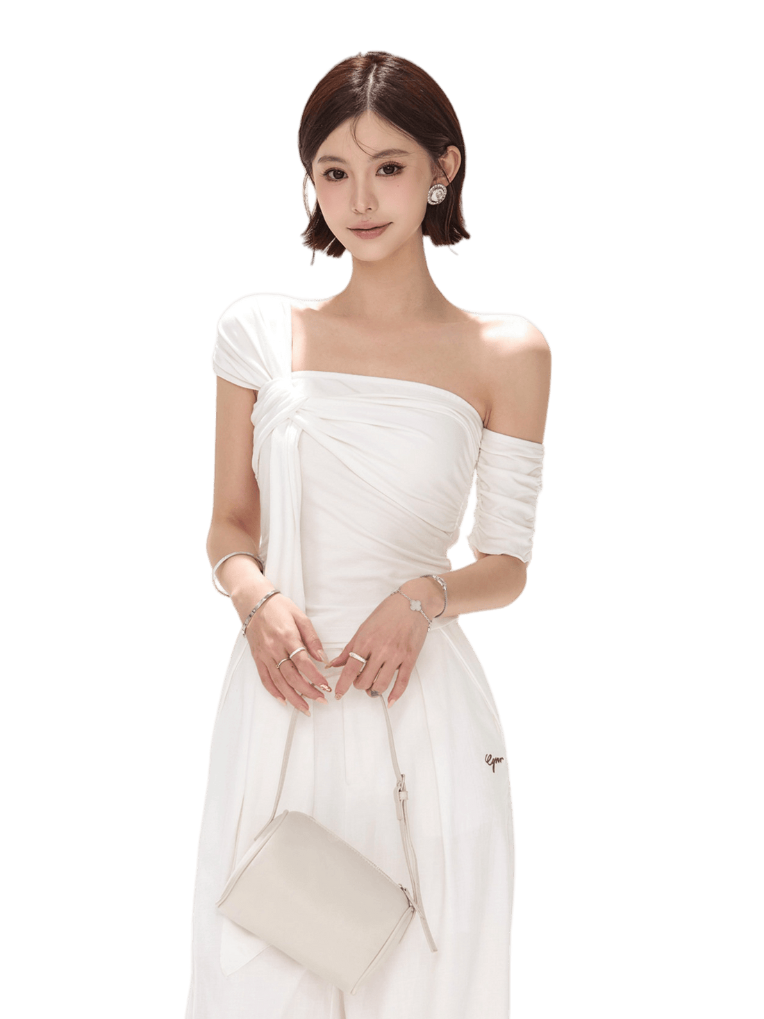 Minimalist Draped One-Shoulder Knit Top