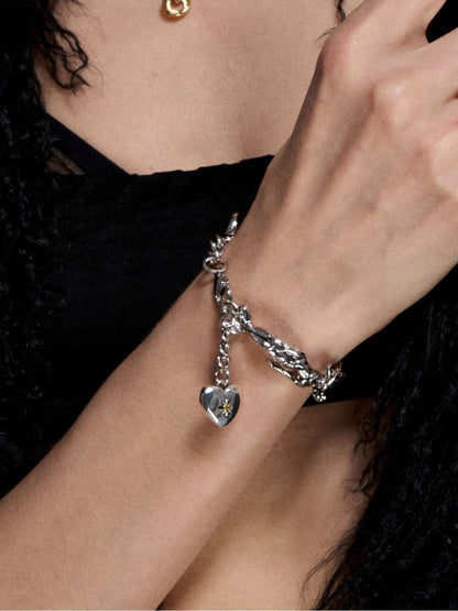 Silver Mermaid Heart Reshaped Romance Vintage Bracelet