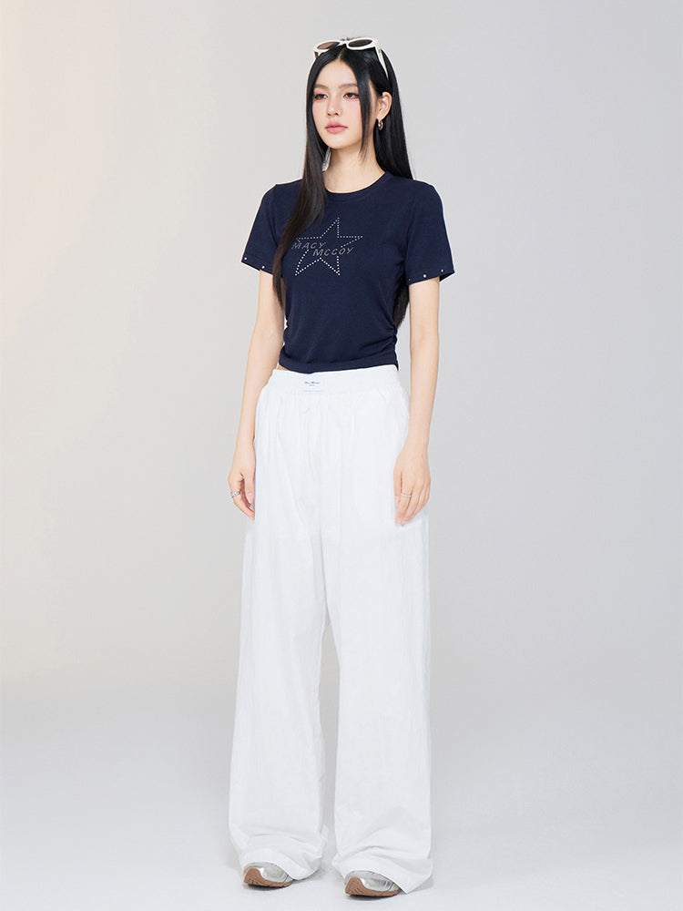 White High Waist Wide-Leg Pants