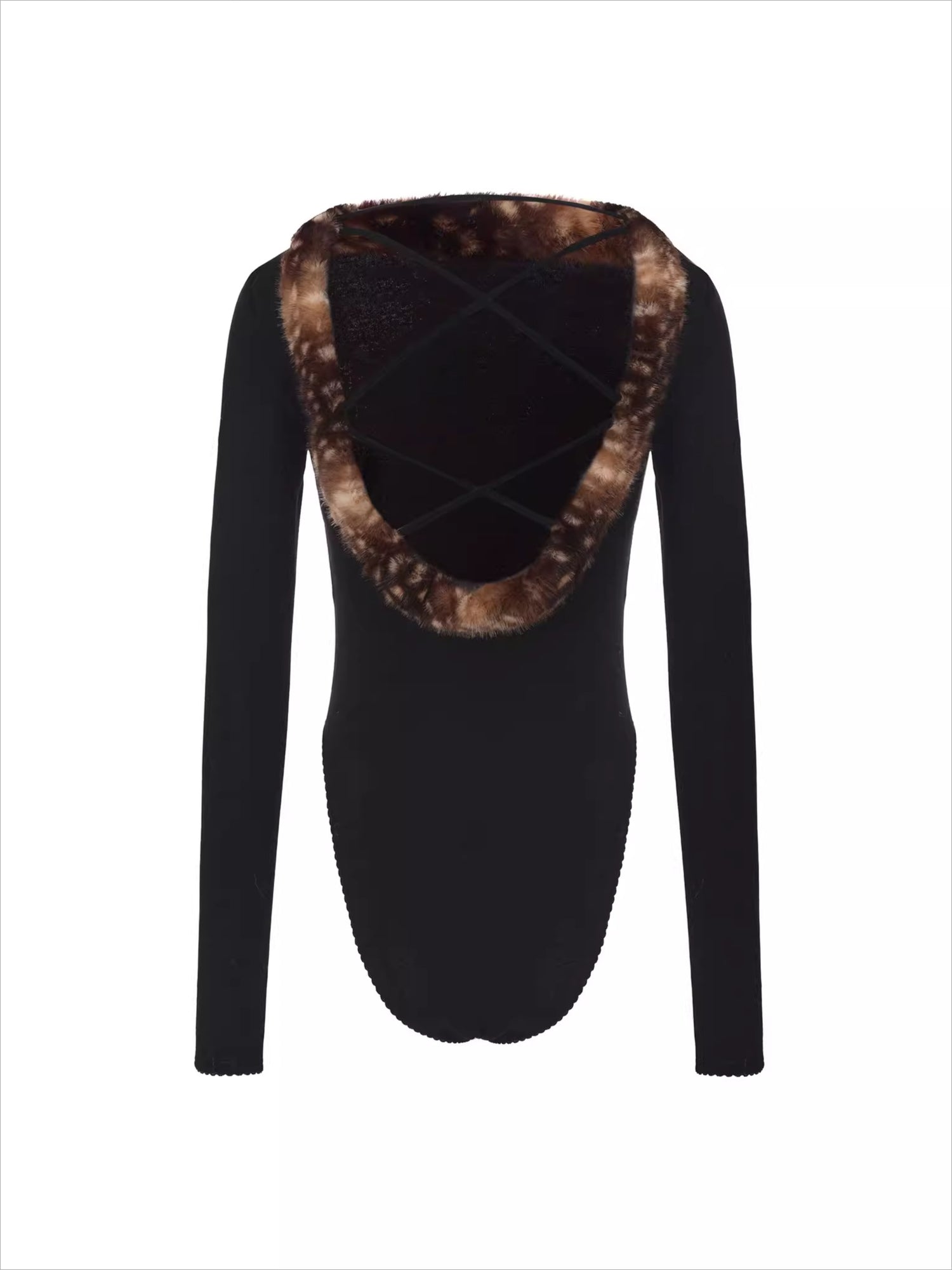 Faux Fur-Panelled Knit Bodysuit