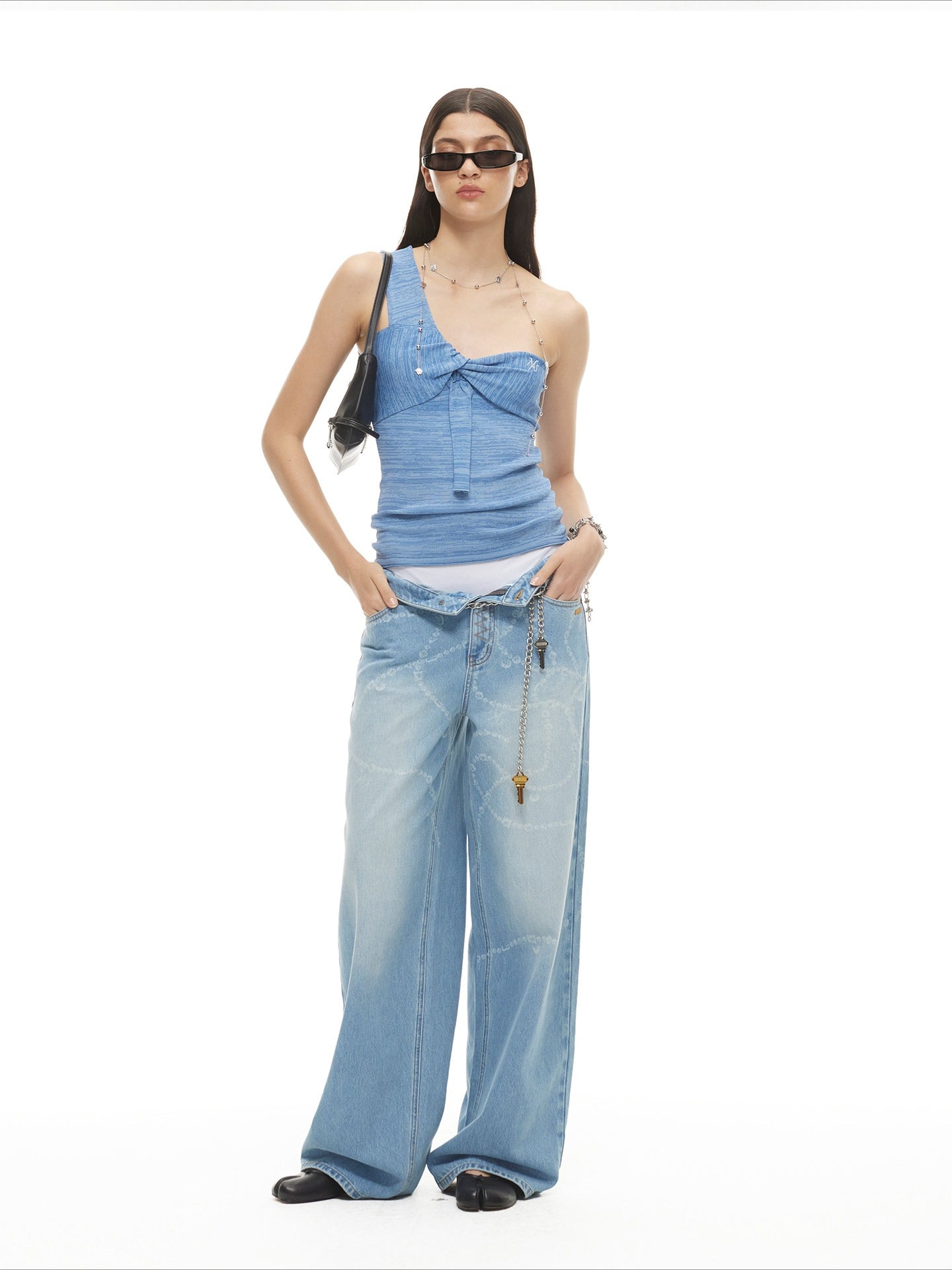 Beverly Washed Wide-Leg Denim Trousers