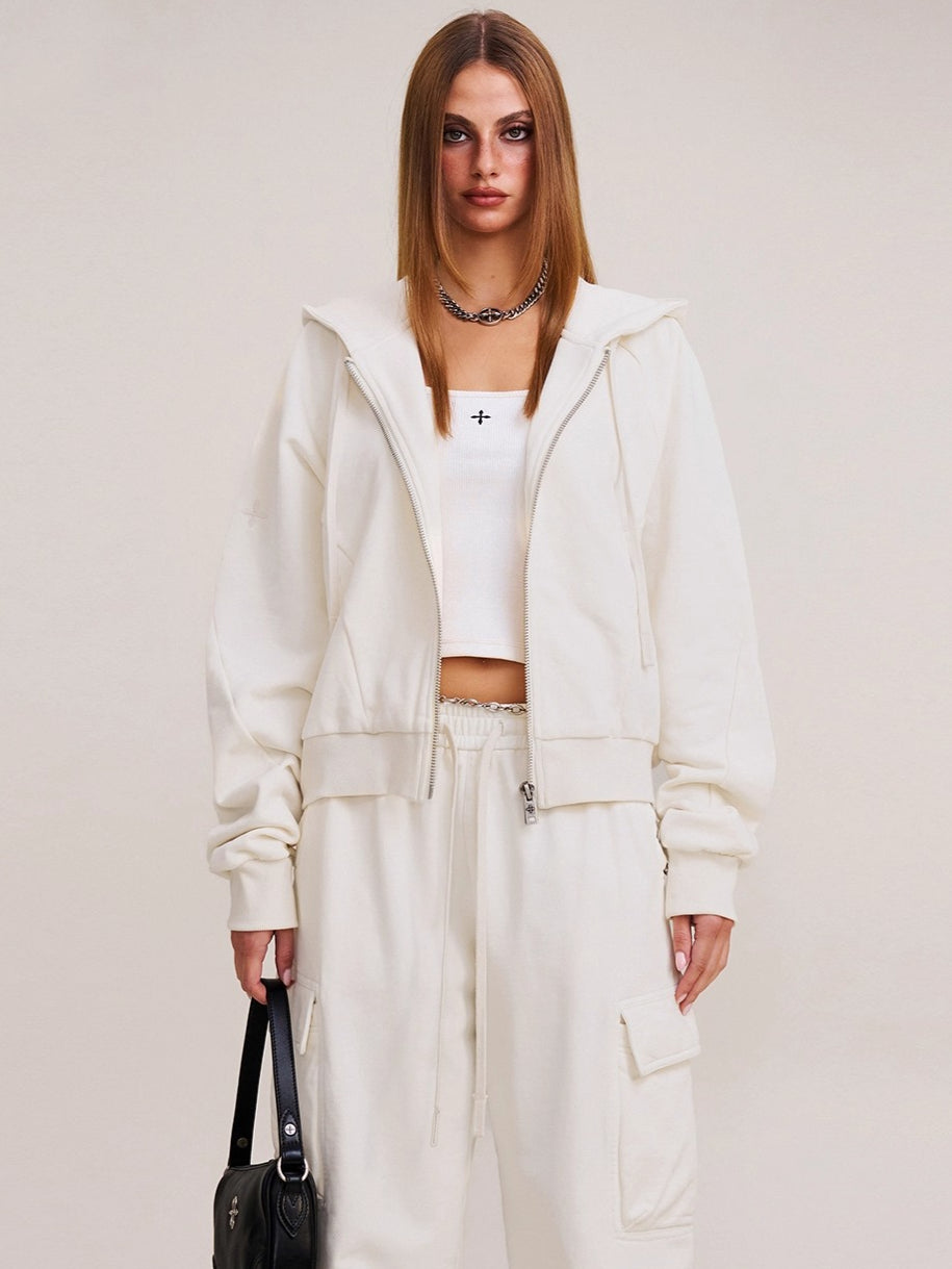 Wild Vintage Zip-up Cropped Hoodie