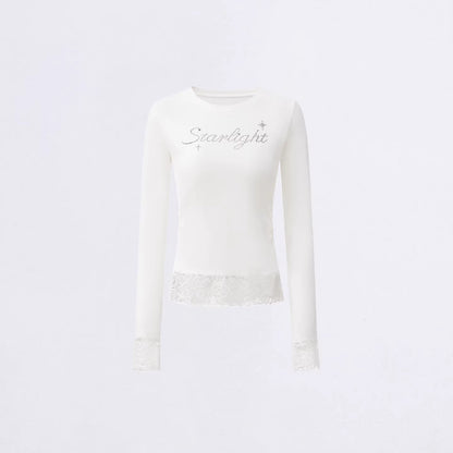 Rhinestone Lace Long Sleeve Base Layer