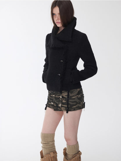 Washed Camo Double-Breasted Canvas Skort