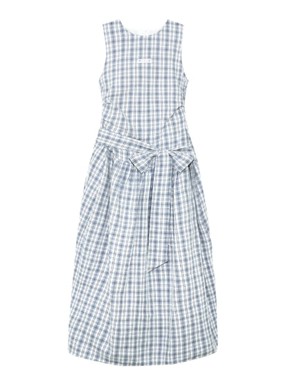 Belted Waist Checked Vest Dress - CHINASQUAD