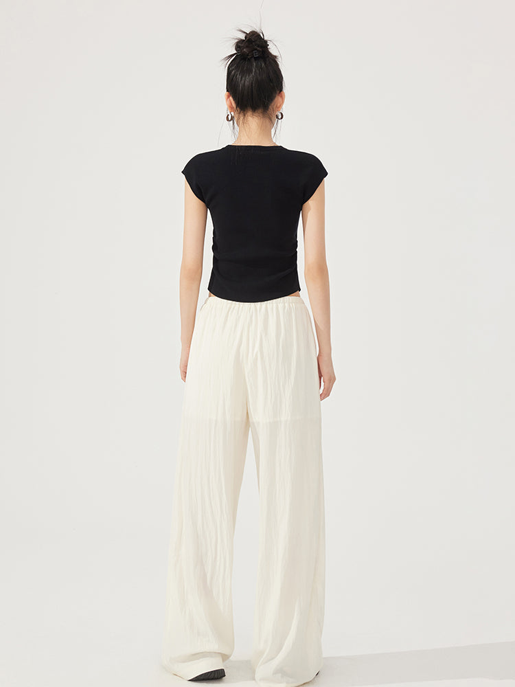 V-neck Pleated Knitted Top - CHINASQUAD