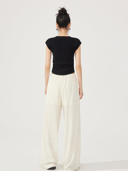 V-neck Pleated Knitted Top - CHINASQUAD