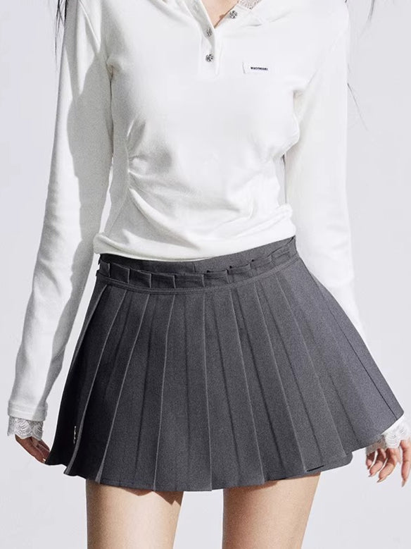 Pleated Layered Mini Skirt