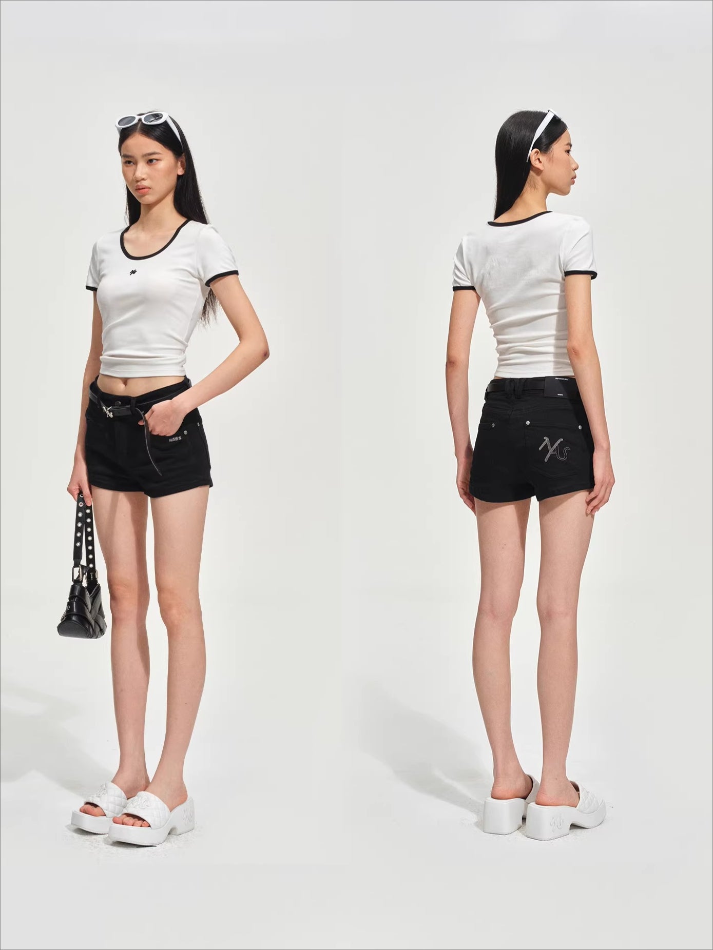 Ribbed Crewneck Fitted Sports T-Shirt