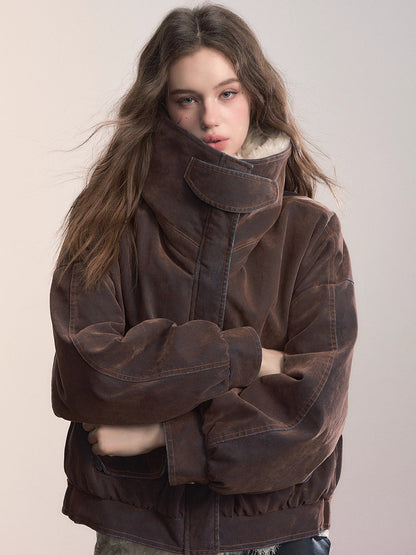 Velvet Fusion Oversized Faux Fur Down Jacket