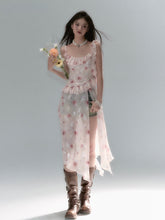 Detachable Square Neck Floral Midi Dress - CHINASQUAD