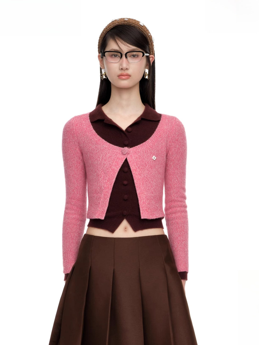 Single-Button Wool-Blend Knit Cardigan