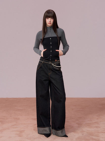 Vintage Straight-Leg Denim Pants