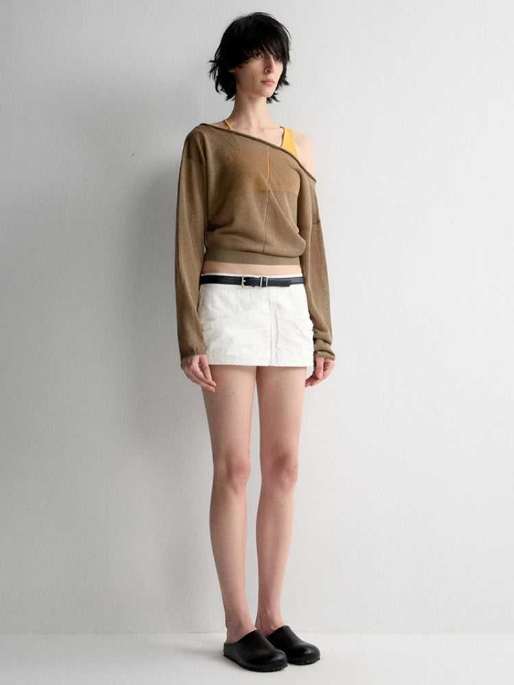 Rolled Edge Neckline Knitted Cover-Up
