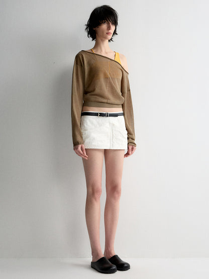 Rolled Edge Neckline Knitted Cover-Up