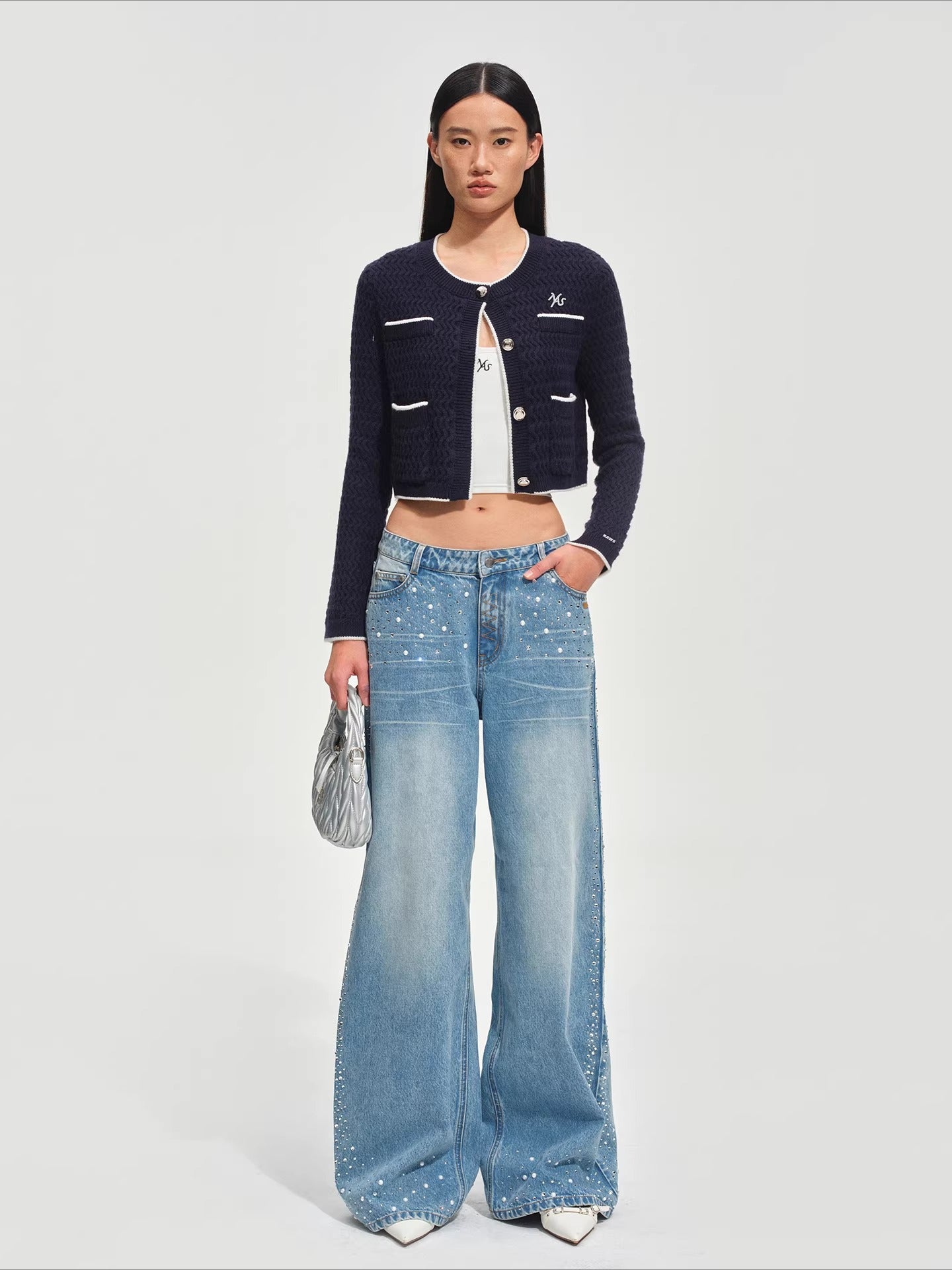 Wanderer Knight Cropped Cable-Knit Cardigan